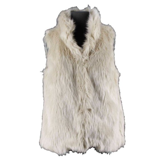 Milly $325 Sz S Cream Tan Faux Fox Mink Fur Pink Lined Vest - Picture 1 of 7
